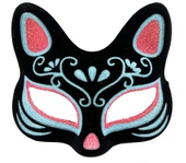 Siyah Renk Süet Kaplama Üzeri Mavi Kırmızı Simli Kedi Maskesi 17x14 Cm thumbnail 4