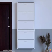 Modilayn VARBİ UMAY' 2 Li Asma Kapı Önü 72x193x25, 5 cm’ lik 5 Düşer Kapak 10 Göz Bölme Ayakkabılık - 6
