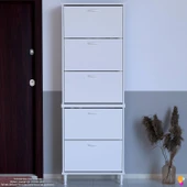 Modilayn VARBİ UMAY' 2 Li Kapı Önü 72x205x26 cm’ lik 5 Düşer Kapak 10 Göz Bölme Ayakkabılık - 6