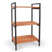 Ahşap Ve Metal Çok Amaçlı Raf Kitaplık Mutfak Ve Banyo Rafı Ayakkabılık - 2