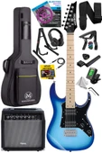 Maxword DE-150BL-35AMP Maple Klavye HH Yüksek Kaliteli 35W Amfili Elektro Gitar Seti thumbnail 1