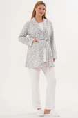 Mecit 6100 Bayan Hamile Lohusa Gri Şardonlu Sabahlık Pijama Takım thumbnail 8