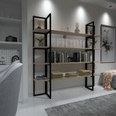 Dekoratif Ahşap Ve Metal Kitaplık Çok Amaçlı Raf - 3