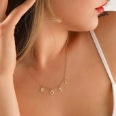 925 Ayar Gümüş Kişiselleştirilebilir Dört Harf Kolye - 3