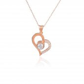 925 Ayar Gümüş Nano Taşlı Kalp Kolye - 1