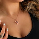 925 Ayar Gümüş Nano Taşlı Kalp Kolye - 3