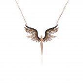 925 Ayar Gümüş Zirkon Taşlı Melek Kolye - 1