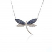 925 Ayar Gümüş Zirkon Taşlı Yusufçuk Kolye - 1