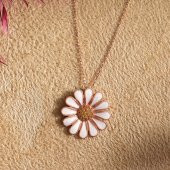 925 Ayar Gümüş Zirkon Taşlı Papatya Kolye - 2