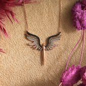 925 Ayar Gümüş Zirkon Taşlı Melek Kolye - 2