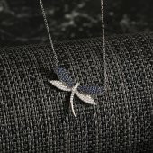 925 Ayar Gümüş Zirkon Taşlı Yusufçuk Kolye - 2