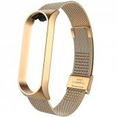 KNY Xiaomi Mi band 6 İçin Hasır Desenli Metal Kordon-Kayış Gold - 1