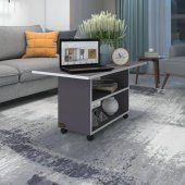 Kenzlife orta salon sehpası atina gri 075*090*50 tekerlekli yemek masası - 1