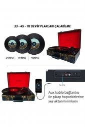 Record Master Vintage Bluetooth Özellikli Pikap Plak Çalar - Siyah - 3