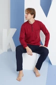Kly 9250 Erkek Dört Mevsim Midi Yaka Uzun Kollu Pijama Takım - 2