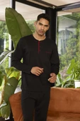 Kly 9250 Erkek Dört Mevsim Midi Yaka Uzun Kollu Pijama Takım - 3