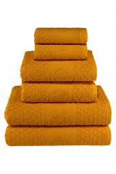 Textile Colors Raket Desenli Pamuk Banyo Havlu Seti 12 Adet, 4 Banyo havlusu, 4 El Havlusu, ve 4 Yüz Havlusu, -Style- Açık Kırmızı, Turuncu - 4