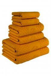 Textile Colors Raket Desenli Pamuk Banyo Havlu Seti 12 Adet, 4 Banyo havlusu, 4 El Havlusu, ve 4 Yüz Havlusu, -Style- Açık Kırmızı, Turuncu - 6