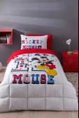 Özdilek Lastikli Çarşaflı Lisanslı Tek Kişilik Çocuk Uyku Seti-Mickey Mouse Collage Gri - 1
