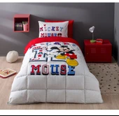 Özdilek Lastikli Çarşaflı Lisanslı Tek Kişilik Çocuk Uyku Seti-Mickey Mouse Collage Gri - 2