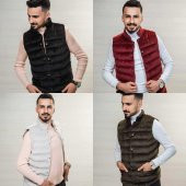 Erkek Kolsuz Şişme Yelek SlimFit Kadife Üstten Cepli Roletti 4000 - 1