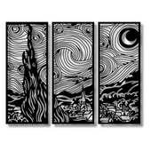 Duvar Dekoru Hediyelik Van Gogh Yıldızlı Geceler (Starry Night by Van Gogh) Metal Duvar Tablosu Sanat thumbnail 6