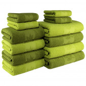 Yaprak 100% Pamuk Banyo Havlu Seti 12 Adet, 4 Banyo Havlusu, 4 El Havlusu, ve 4 Yüz Havlusu, -Comfort- Açık Lime,Lime - 1