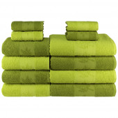 Yaprak 100% Pamuk Banyo Havlu Seti 12 Adet, 4 Banyo Havlusu, 4 El Havlusu, ve 4 Yüz Havlusu, -Comfort- Açık Lime,Lime - 2