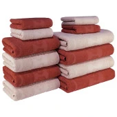 Gül Desenli 100 Pamuk Banyo Havlu Seti 12 Adet, -Comfort- Pembe, Narçiçeği, thumbnail 1