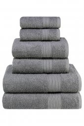 Textile Colors Bordür Desenli 100 Pamuk Banyo Havlu Seti 12 Adet, 4 Banyo Havlusu, 4 El Havlusu, ve 4 Yüz Havlusu, -Vision- Coolgri7, Coolgri11, - 4
