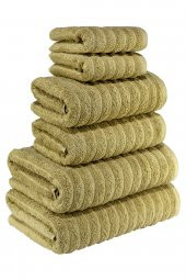Textile Colors Çizgi Desenli 100 Pamuk Banyo Havlu Seti 12 Adet, 4 Banyo Havlusu, 4 El Havlusu, ve 4 Yüz Havlusu, -Premium- Ceviz, Bakır, - 6