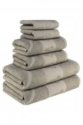 Textile Colors Dondurma Desenli 100 Pamuk Banyo Havlu Seti 6 Adet, 2 Banyo havlusu, 2 El Havlusu, ve 2 Yüz Havlusu, -Style- Kahverengi, - 1