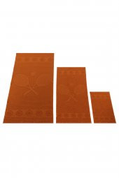 Textile Colors Raket Desenli 100 Pamuk Banyo Havlu Seti 6 Adet, 2 Banyo havlusu, 2 El Havlusu, ve 2 Yüz Havlusu, -Style- Açık Kırmızı - 3