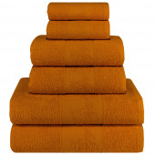 Textile Colors Bisiklet Desenli 100 Pamuk Banyo Havlu Seti 6 Adet, 2 Banyo havlusu, 2 El Havlusu, ve 2 Yüz Havlusu, -Style- Turuncu,, - 2