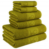 Textile Colors Zeytin Desenli 100 Pamuk Banyo Havlu Seti 6 Adet, 2 Banyo havlusu, 2 El Havlusu, ve 2 Yüz Havlusu, -Style- Zeytin Yeşil, - 1