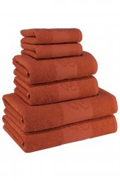 Textile Colors Kiraz Desenli Pamuk Banyo Havlu Seti 6 Adet, 2 Banyo Havlusu, 2 El Havlusu, ve 2 Yüz Havlusu, -Style- Açık Bordo, - 1