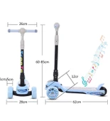 Müzikli ve LED Işıklı Büyük Üç Teker ve Gövde Çocuk Scooter - 8