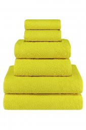 Textile Colors Leopar Desenli 100 Pamuk Banyo Havlu Seti 6 Adet, 2 Banyo Havlusu, 2 El Havlusu, ve 2 Yüz Havlusu, -Comfort- Altın, - 2