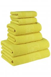 Textile Colors Arı Desenli 100 Pamuk Banyo Havlu Seti 6 Adet, 2 Banyo Havlusu, 2 El Havlusu, ve 2 Yüz Havlusu, -Comfort- Açık Sarı, - 2