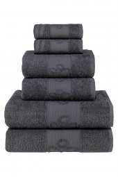 Kedi Desenli 100 Pamuk Banyo Havlu Seti 6 Adet, 2 Banyo Havlusu, 2 El Havlusu, ve 2 Yüz Havlusu, -Comfort- Coolgri11, - 2