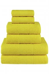 Textile Colors Arı Desenli 100 Pamuk Banyo Havlu Seti 6 Adet, 2 Banyo Havlusu, 2 El Havlusu, ve 2 Yüz Havlusu, -Comfort- Sarı, - 2