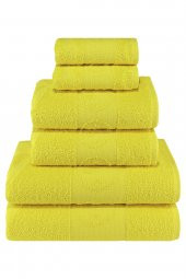 Textile Colors Civciv Desenli 100 Pamuk Banyo Havlu Seti 6 Adet, 2 Banyo Havlusu, 2 El Havlusu, ve 2 Yüz Havlusu, -Comfort- Sarı - 2