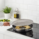 IKEA Klockren Saplı 34 Cm Tencere Tava Için Yağ Sıçratmaz Çelik Tel Kapak Tava Kapağı - 2