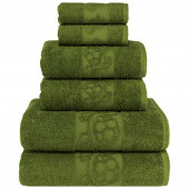 Textile Colors Kaplumbaga Desenli 100 Pamuk Banyo Havlu Seti 6 Adet, 2 Banyo Havlusu, 2 El Havlusu, ve 2 Yüz Havlusu, -Elegance- Yeşil, - 2