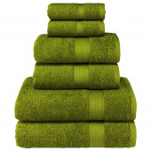Textile Colors Bordür Desenli 100 Pamuk Banyo Havlu Seti 6 Adet, 2 Banyo Havlusu, 2 El Havlusu, ve 2 Yüz Havlusu, -Vision- Yeşil, - 2