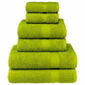 Textile Colors Bordür Desenli 100 Pamuk Banyo Havlu Seti 6 Adet, 2 Banyo Havlusu, 2 El Havlusu, ve 2 Yüz Havlusu, -Vision- Açık Yeşil, - 2