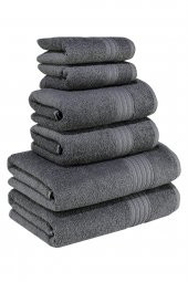 Textile Colors Bordür Desenli 100 Pamuk Banyo Havlu Seti 6 Adet, 2 Banyo Havlusu, 2 El Havlusu, ve 2 Yüz Havlusu, -Vision- Coolgri11 - 1