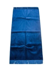 Lüks Düz Desensiz Kadife Velür Seccade – Lacivert thumbnail 1