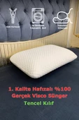 Rudu Tencel Kılıf, Ortopedik, Sertifikalı Visco Sünger Yastık 60x40x15 cm 1250gr Omuz/Boyun Destekli - 1