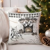 Yılbaşı, Christmas, Kış, Winter Serisi Ekoseli Kırlent - Kırlent Kılıfı - 1